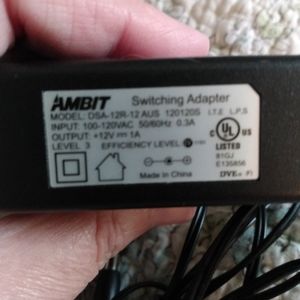 Ambit DVE Switching Adapter Model DSA-12R-12 Output 12V 1A